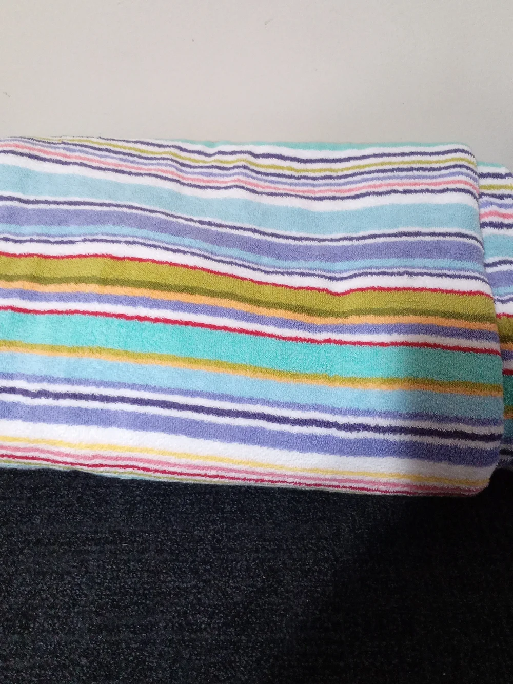 Pottery Barn Striped Multicolor Shower Curtain And Hand Towels And Washcloth